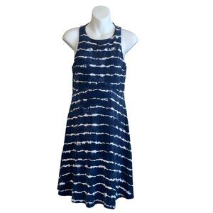 Athleta Navy White Tie-Dye Racerback Tank Dress Size Small